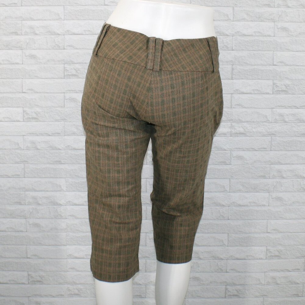 MORRISSEY Y? Capri Pants Plaid Long Bermuda Knickers Tan Olive Summer Preppy 2 - Picture 4 of 15